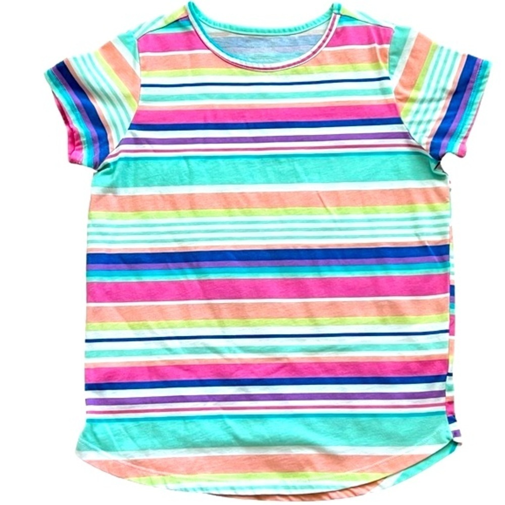 The Children’s Place Vespa Blue Allover Stripe Print Short Sleeve Tee Size XL 14
